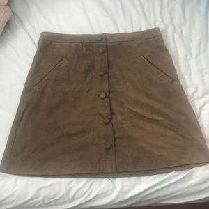 Army green suede mini skirt